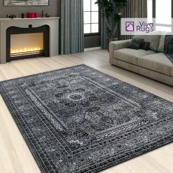 Xrugs Grey Traditional Rug Vintage Oriental Style Large Small Soft Living Room Bedroom Woven Carpet Mat