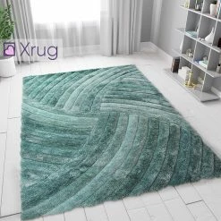 Xrugs Duck Egg Rug Soft Blue Fluffy Shaggy Carpet Large Small Living Room Bedroom Geometric Mat Modern