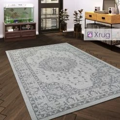 Xrugs Cotton Rug Grey Vintage Oriental Pattern Large Small Runner Living Room Bedroom Carpet Mat Cotton Rugs