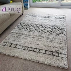 Xrugs Cream Rug 120x170 Thick Pile Geometric Modern Rugs Bedroom Living Room Carpets
