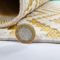 Xrug Outdoor Rug Yellow Cream Zig Zag Chevron For Decking Garden Patios Gazebo Large XL Small Woven Soft Geometric Mat Outdoor Rugs
