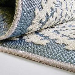 Xrug Outdoor Rug Light Blue Cream Diamond Large XL Small For Garden Patios Decking Gazebo Soft Woven Geometric Mat