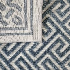 Xrug Outdoor Rug Teal Blue Large Small - Decking, Patio, Garden - SOFT Geometric Mat Outdoor Rugs