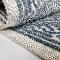 Xrug Outdoor Rug Teal Blue Large XL Small For Garden Patios Decking Gazebo Monochrome Soft Woven Greek Key Geometric Mat