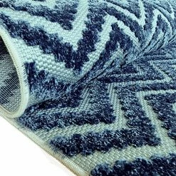 Xrug Outdoor Rug Navy Blue With Light Blue Chevron Zig Zag Decking Garden Patio Gazebo Large Small Soft Geometric Mat Outdoor Rugs