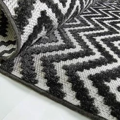 Xrug Outdoor Rugs Outdoor Rug Black Grey Chevron Zig Zag For Decking Garden Patio Gazebo Large XL Small Woven Soft Geometric Mat