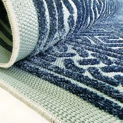 Xrug Outdoor Rug Navy Blue Large XL Small For Garden Patios Decking Gazebo Soft Woven Greek Key Geometric Mat Outdoor Rugs