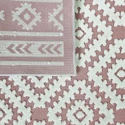 Xrug Outdoor Rug Dusky Pink Cream Diamond Large XL Small For Garden Patios Decking Gazebo Soft Woven Geometric Mat Outdoor Rugs