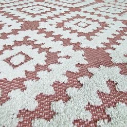 Xrug Outdoor Rug Dusky Pink Cream Diamond Large XL Small For Garden Patios Decking Gazebo Soft Woven Geometric Mat Outdoor Rugs