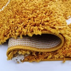 Xrug Shaggy Rug Yellow Mustard Gold Soft Fluffy Geometric Diamond Carpet Large XL Small For Bedroom Living Room