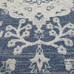 Xrugs Cotton Rug Machine Washable Navy Blue Grey Oriental Pattern Flat Weave Carpet Runner Large Small