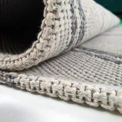 Xrugs Cream Diamond Rug Woven Grey Patterned Carpet 100% Cotton Washable Rug Runner Cotton Rugs