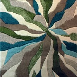Xrugs Modern Rugs Green Beige Blue Thick Carpet Contour Pattern Abstract New Room Mats