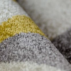 Xrugs Modern Mustard Yellow Grey Rugs Geometric Pattern Woven Low Pile Carpet Living Room & Bedroom Floor Mats