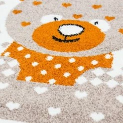 Xrugs Childrens Animal Rug White Beige Orange Baby Nursery Mat Kids Play Room Carpets