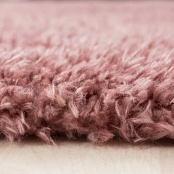 Xrugs Fluffy Rug Plain Dusty Pink Deep Pile Shaggy Mat Modern Living Room Carpet Round