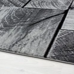 Xrugs Timber Rugs Grey Black Geometric Pattern Modern Wood Design Carpet Bedroom Hallway Pattern Mat Extra Large Small