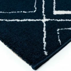 Xrugs Modern Rug Navy Blue White Soft Microfiber Check Mats Large Living Room Carpet