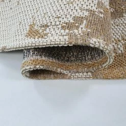 Xrugs Modern Abstract Rug Mustard Beige Cream 100% Cotton Large Small Woven Carpet Washable Flatweave Area Mat Cotton Rugs