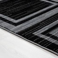 Xrugs Check Rug Modern Black And Grey Geometric Pattern Carpet Small Large Bedroom Mat