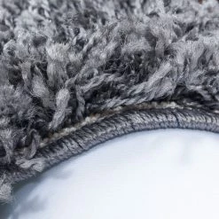 Xrugs Grey Rug Fluffy Bedroom Floor Plain Mat New Modern High Pile Round Room Carpets