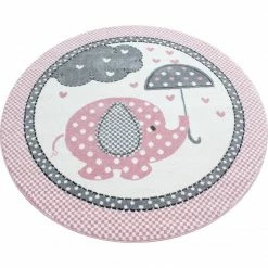 Xrug Childrens Animal Rug Elephant Nursery White Grey Pink Mat Baby Room Kids Carpets