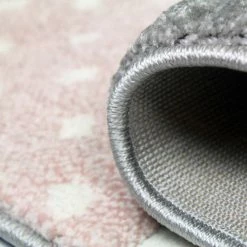 Xrugs Kids Nursery Rug Pink Grey Star Carpet Woven Girls Bedroom Childrens Play Room Mat