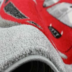 Xrugs Childrens Car Rug Baby Boy Modern Kids Bedroom Carpet Red Black Grey Nursery Mat