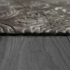 Xrugs Grey Oriental Rug Damask Floral Patterned Silver Carpet Bedroom Living Room Mat