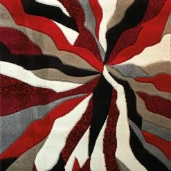 Xrugs Modern Rug Red Grey Black Contour Cut Pattern Living Room Carpet Mat Small Large