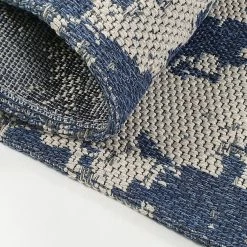 Xrugs Cotton Rugs Navy Blue And Grey Rug Distressed Modern Pattern Large Small Runner Washable Cotton Rug Large Small