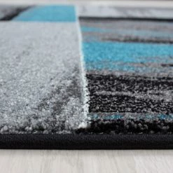 Xrugs Abstract Rug Modern Grey Black Blue Geometric Mat Room Floor Lounge Check Carpet