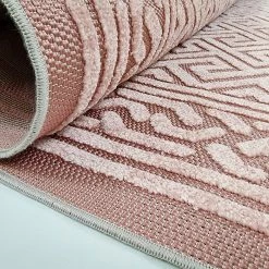 Xrug Outdoor Rugs Outdoor Rug Pink Large XL Small For Garden Patios Decking Gazebo Monochrome Soft Woven Greek Key Geometric Mat