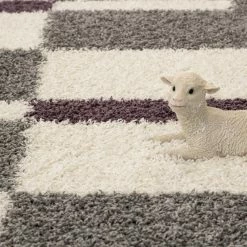 Xrugs Deep Pile Shaggy Rug Grey White Purple Fluffy Carpet New Modern Living Room Mat