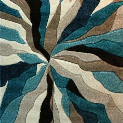 Xrugs Modern Rug Teal Grey Beige Black Contour Cut Pattern Thick Floor Mat Small Large