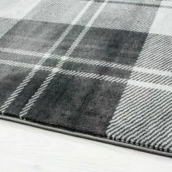 Xrugs Grey Check Rug Modern Geometric Pattern Mat Small Large Dining Room Area Carpets