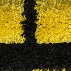 Xrug Boys Rugs Yellow Black Kids Football Mats Childrens Bedroom Round Fluffy Carpet