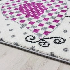 Xrugs Nursery Rug White Grey Purple Bird Pattern Carpet Kids Play Childrens Animal Mat