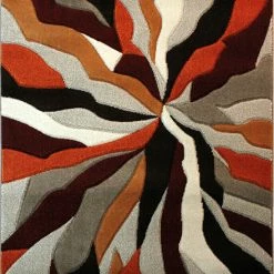 Xrugs Modern Rug Orange Black Grey Contour Cut Pattern Living Room New Mat Small Large