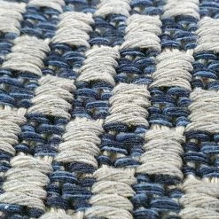Xrugs Cotton Rug Braided Navy Blue Grey Cream Striped Washable Flat Weave Mat Small Extra Large Long Runner Cotton Rugs