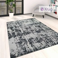 Xrugs Grey Black Distressed Rug Washable Cotton Carpet Large Small Runner Living Room Bedroom Mat Cotton Rugs