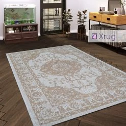 Xrugs Cotton Rug Cream Beige 100% Natural Vintage Oriental Pattern Large Small Living Room Bedroom Carpet Mat Cotton Rugs