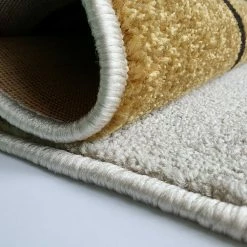 Xrugs Modern Abstract Rug Woven Ivory Gold Patterned Mat Small Large Room Area Carpets