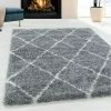 Xrug Grey Fluffy Rug Thick Soft Geometric Shaggy Carpet Large Small Bedroom Living Room Mat