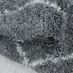 Xrug Grey Fluffy Rug Thick Soft Geometric Shaggy Carpet Large Small Bedroom Living Room Mat