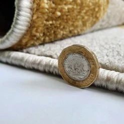 Xrugs Modern Abstract Rug Woven Ivory Gold Patterned Mat Small Large Room Area Carpets