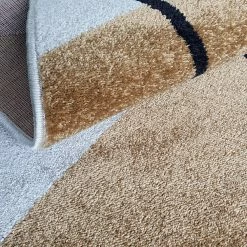 Xrugs Modern Abstract Rug Woven Ivory Gold Patterned Mat Small Large Room Area Carpets