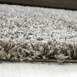 Xrugs Fluffy Rug Grey Beige Deep Pile Shaggy Mats Modern Plain Room Carpet Small Large