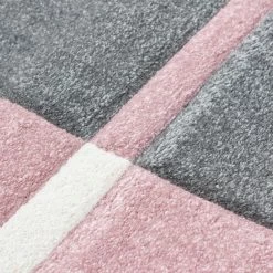 Xrugs Check Rug Modern Pink And Grey White Geometric Contour Cut Mat Room Floor Carpet