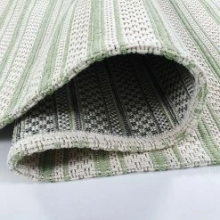 Xrugs Cotton Rug Green Cream Striped Washable Rugs Flat Weave Carpet Woven Mat Runner Small Large Cotton Rugs